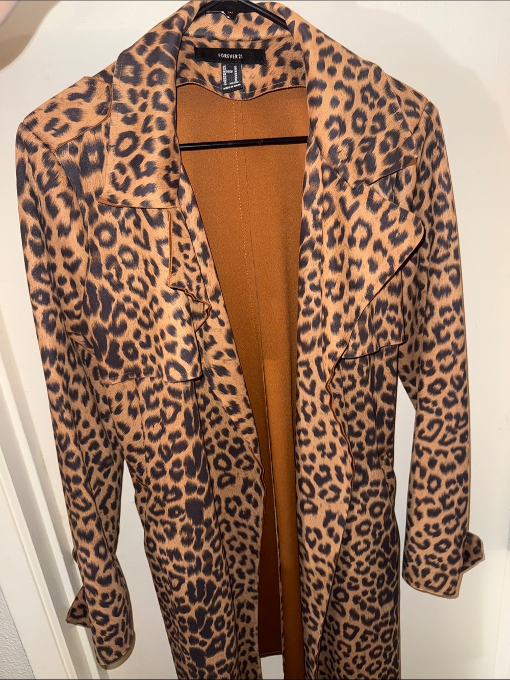 Forever 21 Leopard Print Trench Coat in Brown and Black